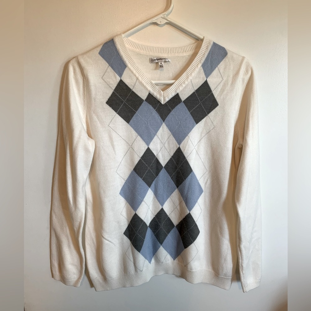 Croft & Barrow Argyle sweater size M. White, blue and gray. Great condition.